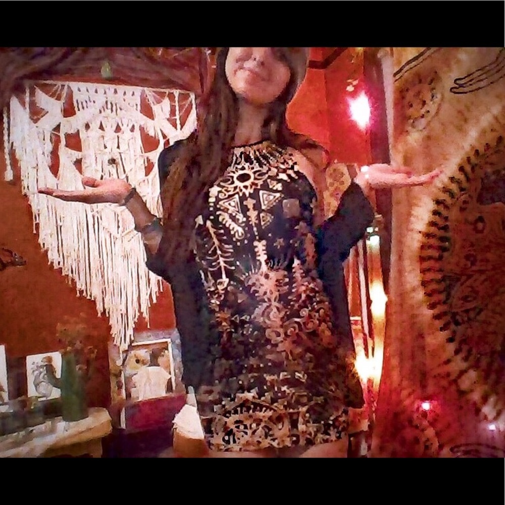 OOAK Hand Drawn Bleached Festival Bodycon Dress